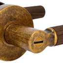 Walnut Wood Privacy Door Lever - Reversible Keyless Locksets Door Handles for Interior Bedrooms&Bathrooms Room Door Lock Zinc Alloy Base (1 Pack, Aged Brass, Privacy)
