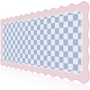 iCasso Pink Mouse Pad,Cute Desk mat Design with Scalloped Edges,Extended Large Gaming Mousepad XXL,Soft Lycra Surface Keyboard Mat 15.7X35.4 Inches, Non-Slip Rubber Base Desk Pad for Home Office Dorm