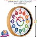 Oyster&Pop Kids Clock - Silent 14" Analog Learning Wall Clocks - Award-Winning Telling Time Teaching Clock for Kids - Large for Classrooms Homeschool & Bedrooms - Includes eBook