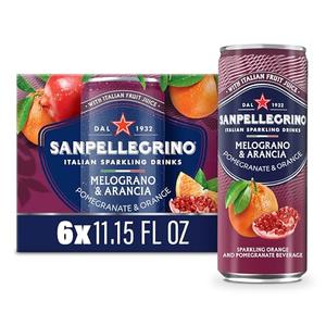 Sanpellegrino Italian Sparkling Drink Melograno and Arancia, Sparkling Orange and Pomegranate Beverage, 11.15 Fl Oz Can, Best By 04.2026
