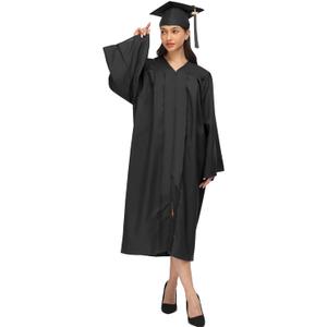 Unisex Matte Graduation Cap and Gown 2026 Tassel Set for High School and Bachelor (54''(5'9''-5'11''), Black)