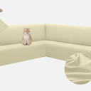 Arfntevss Corner Sectional Couch Covers L Shape Sofa Cover Extra Large Magic Stretch Couch Cover Soft Feature Jacquard Design Furniture Protector U Shaped Sofa Slipcovers (Light Beige, X-Large)