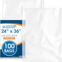 Spartan Industrial - 24" X 36" (100 Count) 2 Mil Heavy Duty Flat Open End Clear Plastic Poly Bags - For Packaging Cookware, Pillows, Quilts (Bags DO NOT Have Seal & DO NOT Have Prints)