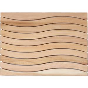 bingaai Cedar Wood Bath Mat 31.5"  23.63", Wave Design Wooden Shower Mat, Wood Bathroom Mat Non-Slip for Bathtub Sauna Spa Home, Wooden Floor Mat Large for Indoor and Outdoor Shower