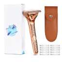 Magnetic Safety Razor for Men Smooth Single Blade Shave Easy Blade Change Stainless Steel Mens Face Razor Durable Blade Shavers for Men - Rose Gold