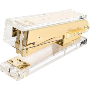 Swingline Compact Clear Acrylic Gold Stapler, 20 Sheet Capacity, Half Strip, Transparent Desk Stapler (S700000A)