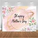 CHAIYA 10x8FTHappy Mother's Day Bakcdrop Pink Floral Mothers Day Party Decorations Banner for Women Festival Birthday Party Background