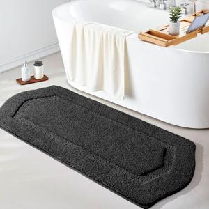 Bathroom Rug Runner 20x48, Non Slip Long Bath Rug Extra Absorbent Shaggy, Machine Washable Large Shower Rug for Bathroom, Home Decor Accessories, Black
