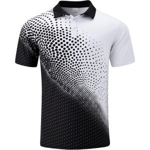 Mens Golf Shirts Short Sleeve Dry Fit Athletic Moisture Wicking Golf Polo Performance Printed Collared Polos (M)