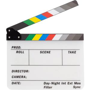 ALLZEDREAM Acrylic Directors Clapboard Film Clapper Board Cut Action Scene Slates with 2 Dry Erase Whiteboard Pens, Multicolor