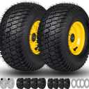 15x6.00-6 Tire and Wheel, 15x6.00-6 Lawn Mower Tires, 15x6-6 Front Tire Assembly Compatible with John Deere/Cub Cadet Riding Mowers, 3" Offset Hub 3/4" Bearings, 570lbs Capacity, Tubeless (15x6.00-6 2P)