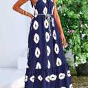 PRETTYGARDEN Women's 2026 Summer One Shoulder Maxi Dress Printed Flowy Boho Long Sundresses Spring Beach Vacation Clothes (Navy Apricot Floral)