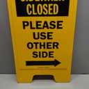 SmartSign 25 x 12 inch Sidewalk Closed - Please Use Other Side with Right Arrow Two-Sided Folding Floor Sign, Plastic, Black and Yellow