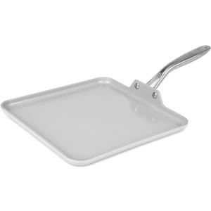 TECHEF - CeraTerra Ceramic Nonstick Square Griddle Pan (PTFE and PFOA Free Ceramic Exterior & Interior), Oven & Dishwasher Safe, Made in Korea, Grey/Silver (Griddle Pan)