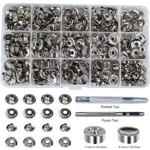 70 Sets 15mm 5/8" Heavy Duty Snap Fasteners Kit, Metal Snaps for Leather Crafts Sewing Repair Clothing Button Kit with Snap Installation Tool (Nickel)