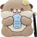 Cute Kawaii Case for AirPods 4, Case Cover Compatible with AirPod 4th Generation 2024, Funny Otter Shockproof Protective Earbuds Cover for Air pods 4 Gen, Keychain Accessories for Girls Women