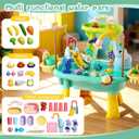 2027 Upgraded 4-in-1 Sand Water Table for Toddlers 1-3, Kids Sensory Table with Electric Water Pump & Elephant Faucet, Play Kitchen Sink with Food Accessories, Fishing Toy (Blue)