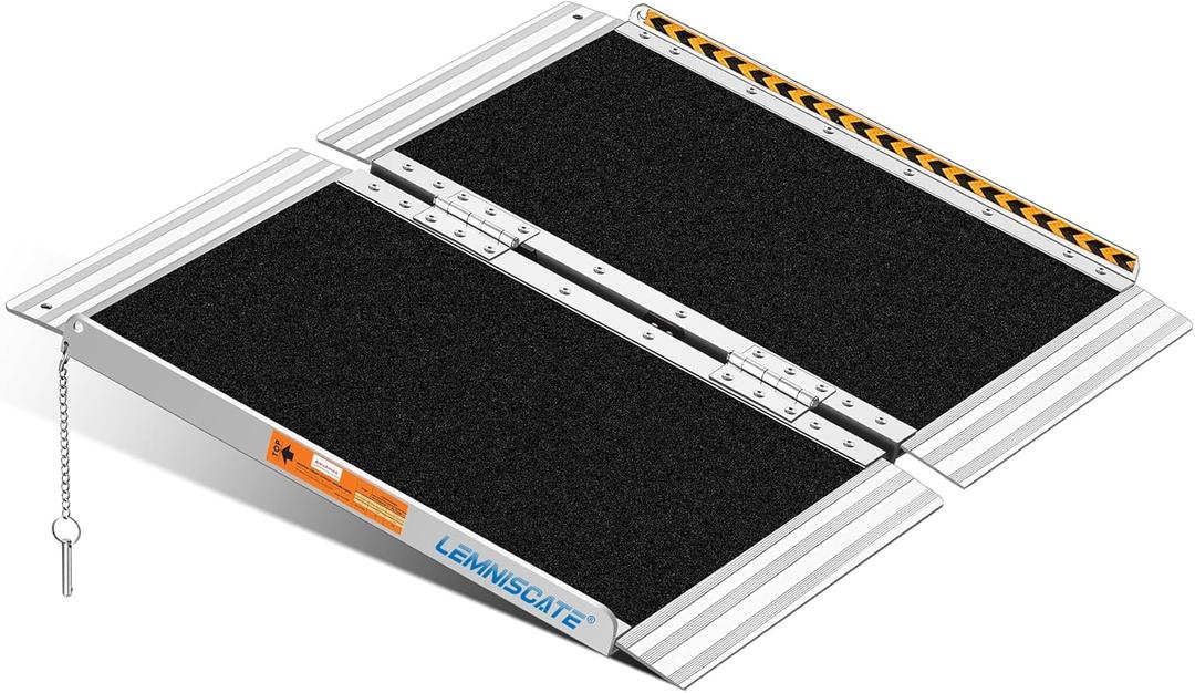 LEMNISCATE 2FT Wheelchair Ramps for Home Steps, Non-Skid Portable Handicap Aluminum Wheel Chair Ramps, 800LBS Capacity Folding Ramps for Wheelchairs for Homes, Entry, Shed, Doorways, Curbs, Stairs (2FT-Usable height 2-6 inch)