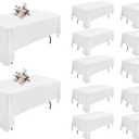 12Pack White Rectangle Tablecloths - 60x102 Inch Polyester Tablecloths for 6 Foot Tables, Wrinkle Resistant Washable Fabric White Table Clothes for Christmas, Wedding, Banquet, Party