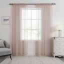 HUTO Blush Pink Sheer Curtains 96 inches Long for Bedroom Top Rod Pocket Sheer Window Panels Curtains for Nursery Living Room 52 by 96 Inch Length Set of 2