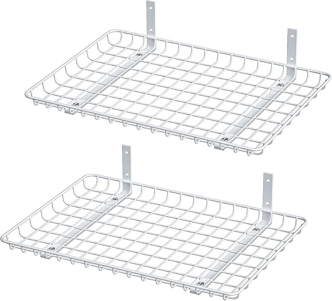 Ultrawall Wall Mounted Storage Shelf, Garage Shelves 24x12 Inch, Metal Shelf Rack, Heavy-Duty Wall Organizer for Closet, Kitchen, Laundry Room 2 Pack, White, 24x12x2 inches