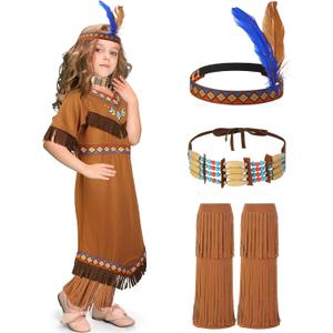 Boyiee Native Prince Costume Mardi Gras Costume for Kids Indian Princess Dress Outfit for Halloween Cosplay (Small)
