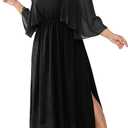 Womens Plus Size Cocktail Party Dress Square Neck Flutter Sleeve Split Elegant Formal Flowy A Line Maxi Dresses 2XL