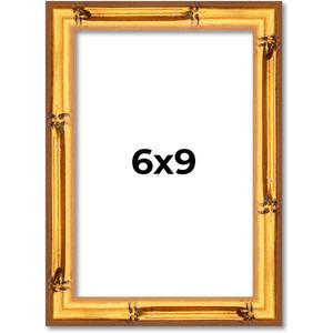 Poster Palooza 6x9 Frame Gold Bamboo Solid Wood Picture Frame with UV Acrylic, Foam Board Backing & Hanging Hardware Included