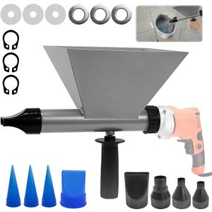 Electric Mortar Grout Gun Pump, Portable Cement Grouting Machine, Cement Caulk Gun, Reusable Cordless Electric Caulking Gun Finishing Tool with 8 Nozzles (Without Electric Drill)
