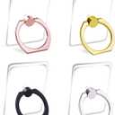 Cell Phone Ring Holder Stand Transparent Finger Grip Loop Finger Ring Stand (Black Sliver Gold Rose Gold (Square))
