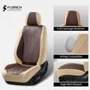 FLORICH Front Seat Covers 2 Pieces Universal Seat Cover for Cars Breathable Leather Waterproof Car Seat Cover Driver Seat Cover Automotive Car Seat Cushion Fit for Most Cars SUV Trucks, Beige&Coffee