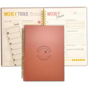 ADHD Planner- Large format 8.5 x 11 for Neurodivergent Minds: Undated Daily, Weekly, Monthly Organizer for Adults, Women, Teens, ADHD Student Organizer with Snap-In Dry-Erase Tool, Vegan Leather, Chocolate Mousse Pantone Color