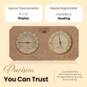 Sauna Thermometer and Hygrometer 2-in-1 Handcrafted from Canadian Red Cedar Wood - Analog Temperature & Humidity Gauge Fahrenheit & Celsius Premium Glass Dial Luxury Sauna Accessories