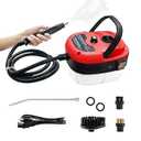 Handheld Steam Cleaner, 2500W Pressurized Steam Cleaner with 3 Brush Heads, Portable Steam Cleaner for Home, Car, Furniture, Kitchen, Bathroom and Wall, Red