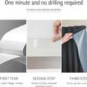 AJAZZ Self Adhesive Curtains 100% Blackout Shades Window Cover Sticky Curtain Portable Easy Open Blackout Curtains for Bedroom Living Room No Drilling (Black, 47" W x 96" L) 1 Panel