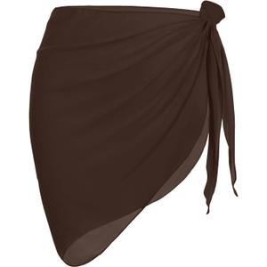 Holipick Sarong Cover Up Wrap Skirt Bathing Suit Sheer Swimsuit Sarong for Beach Chiffon Coverup (X-Large, Brown)