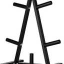 Amazon Basics Olympic 2-inch Weight Plate Tree Rack for Home Gym Storage, Space Saving Organizer