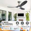 52 inch Ceiling Fans with Lights Solid Wood Outdoor Smart Ceiling Fan for Patio with Alexa/Tuya App, 3 Gray Propeller Blades, High CFM Ceiling Fan for Living Room Bedroom Gazebo, ETL Listed