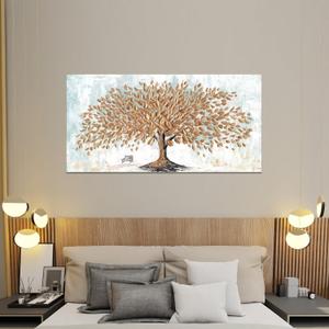 Abstract Wall Art Gold Tree of Life Framed Artwork Canvas Painting Textured Tree Pictures Wall Decor for Living Room Bedroom Dining Room Home Office Decor 20"x40" with Framed