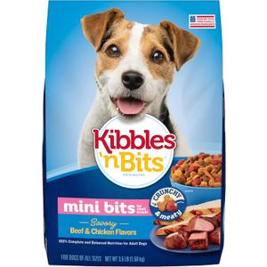 Kibbles 'n Bits Mini Bits Small Breed Dry Dog Food, Savory Beef & Chicken Flavors for Adult Dogs, 3.5 lb. Bag, 4 Count (EXP 05/30/27)