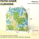 downluxe Outdoor Chair Cushions Set of 4 for Patio Furniture, Water-Resistant Patio Chair Cushions with Ties, High Density Foam Outdoor Seat Cushion, 17" X 16" X 2", Tropical Green Leaves