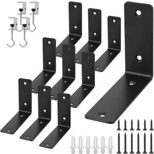 L Floating Shelf Brackets,10 Pack Heavy Duty L Brackets for Shelves, L 5" X H 4" Black Metal Countertop Support Brackets,Wall Mounting for Wood