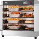 VEVOR Hot Box Food Warmer, 4-Tier Concession Warmer with Water Tray, 4 Pans, Double-Door and Adjustable Shelves, Stainless Steel Food Warmer Cabinet, Ideal for Storing Pizza, Chicken, Restaurant
