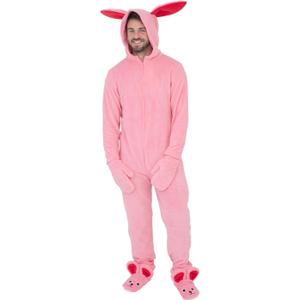 Briefly Stated Adult Unisex A Christmas Story Bunny Union Suit Pajama Halloween Cosplay Costume (Pink), XL