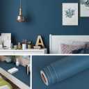 Livelynine 15.8 x 197 Inch Navy Blue Contact Paper Decorative Bedroom Wallpaper Peel and Stick Modern Removable Waterproof Renter Friendly Wallpaper for Walls Boys Room Locker Living Room Dark Blue