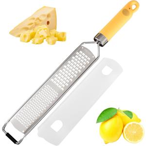 2 x Elephant-Shaped Handle Cheese Grater & Lemon Zester, Stainless Steel Cheese Shredder with Fine/Coarse Sharp Blades, Protective Cover, Kitchen Gadgets for Parmesan, Ginger, Garlic, Chocolate & Veggies