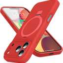 Designed for iPhone 17 Pro Max Case with Magnetic Invisible Stand, [Compatible with Mag-Safe][Full Camera Protection] Liquid Silicone Shockproof Case with Anti-Scratch Microfiber Lining, Red