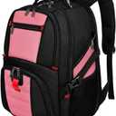 YOREPEK Large Backpack for Men, Extra Large Laptop Backpacks for Men Women, Water Resistant Travel Backpack Airline Approved Business Work Bag Fits 17 Inch Computer, Black (Pink)