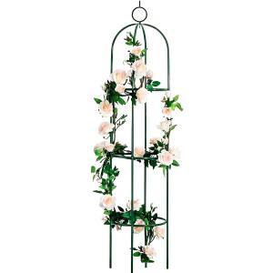 Tower Obelisk Garden Trellis 100% Metal 6.3 Feet Tall Plant Support for Climbing Vines and Flowers Stands,Black Green Lightweight Plant Tower
