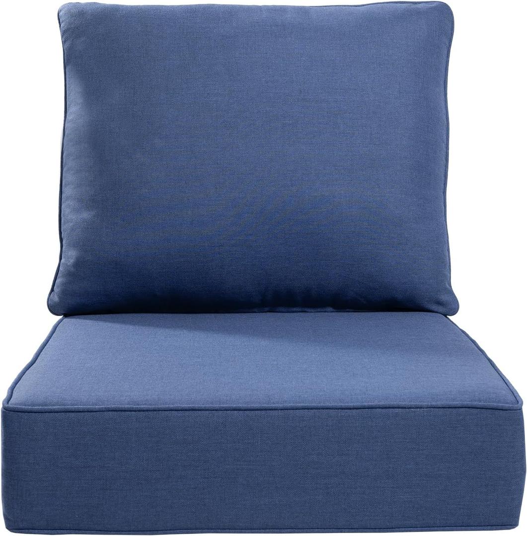 Luxury 24x24x6 Outdoor Cushions - Water&UV&Fade Resistant 1 Set Zippered Patio Furniture Cushion for Wicker Dining Rocking Swivel Chairs Loveseat Couch Sectional Sofa - Navy Blue
